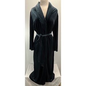 Vtg Diamond Tea Velour Velvet Robe Sz Medium Women's Teal Canada Union Made